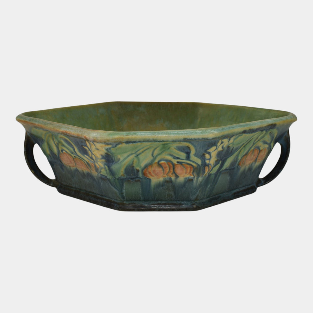 Roseville Baneda Green 1932 Arts And Crafts Handled Ceramic Console Bowl 234-10 - Just Art Pottery