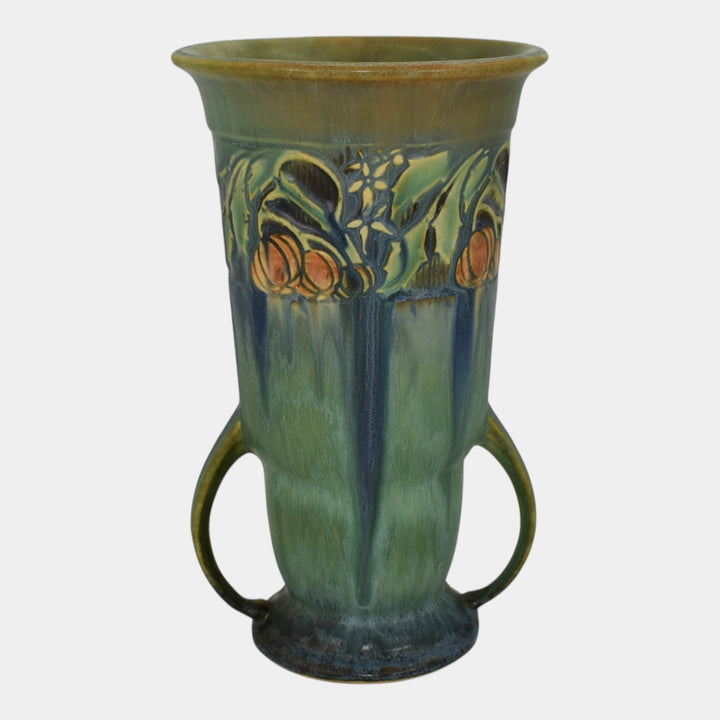 Roseville Baneda Green 1932 Vintage Arts And Crafts Pottery Ceramic Vase 593-8 - Just Art Pottery