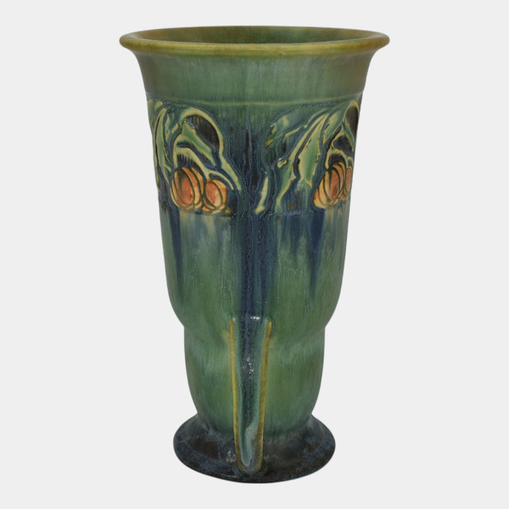 Roseville Baneda Green 1932 Vintage Arts And Crafts Pottery Ceramic Vase 593-8 - Just Art Pottery