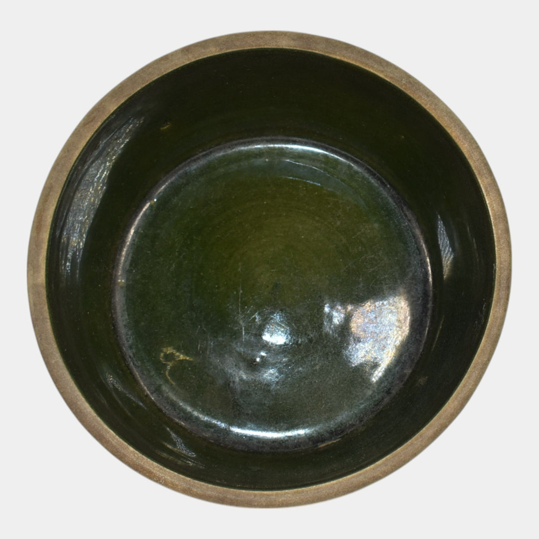 Roseville Mostique Gray 1916 Arts And Crafts Pottery Yellow Rose Planter Bowl
