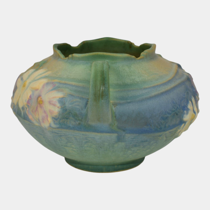 Roseville Cosmos Green 1939 Vintage Art Deco Pottery Ceramic Handled Bowl 375-4