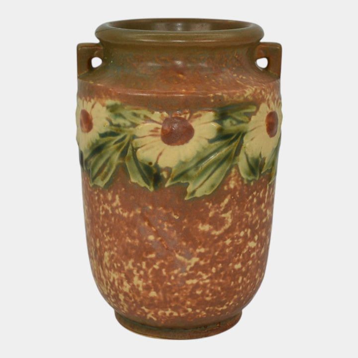 Roseville Dahlrose 1928 Brown Vintage Arts And Crafts Pottery Ceramic Vase 360-6 - Just Art Pottery