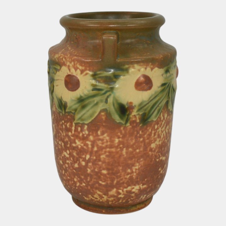 Roseville Dahlrose 1928 Brown Vintage Arts And Crafts Pottery Ceramic Vase 360-6 - Just Art Pottery