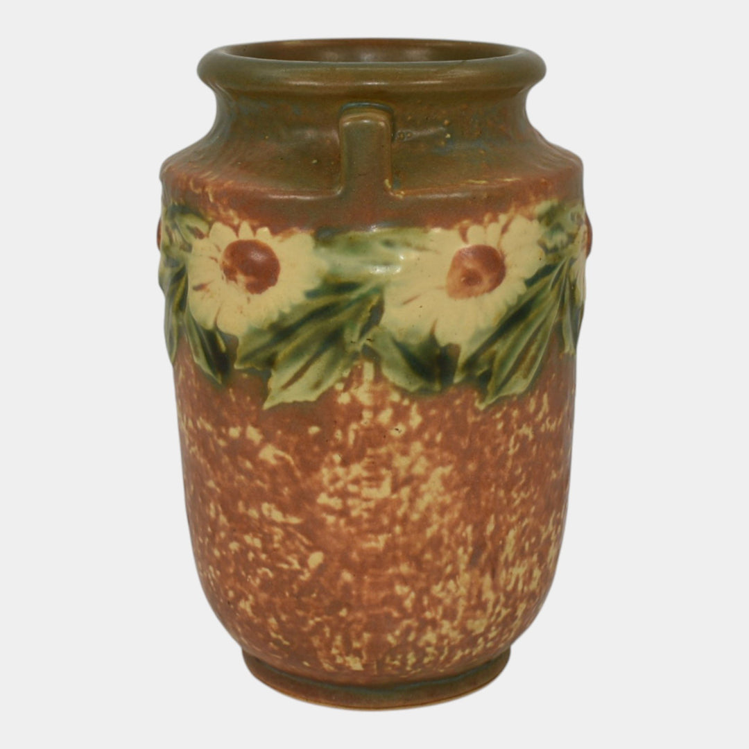 Roseville Dahlrose 1928 Brown Vintage Arts And Crafts Pottery Ceramic Vase 360-6 - Just Art Pottery
