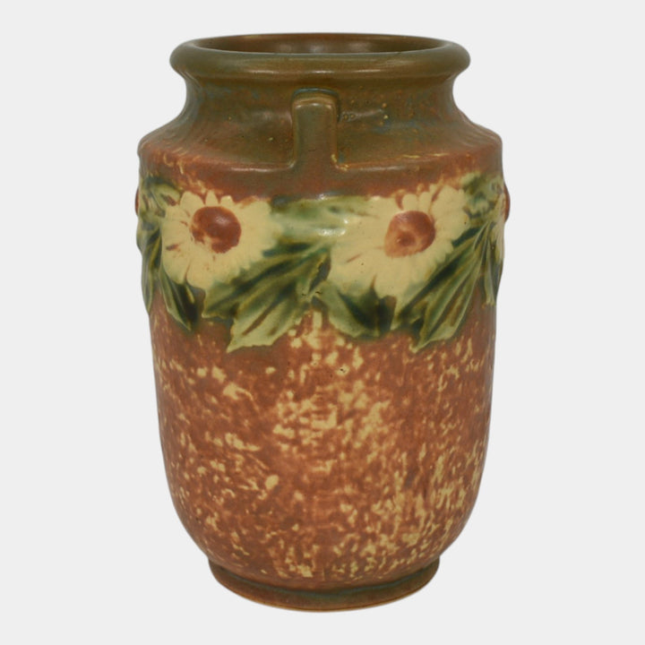 Roseville Dahlrose 1928 Brown Vintage Arts And Crafts Pottery Ceramic Vase 360-6 - Just Art Pottery