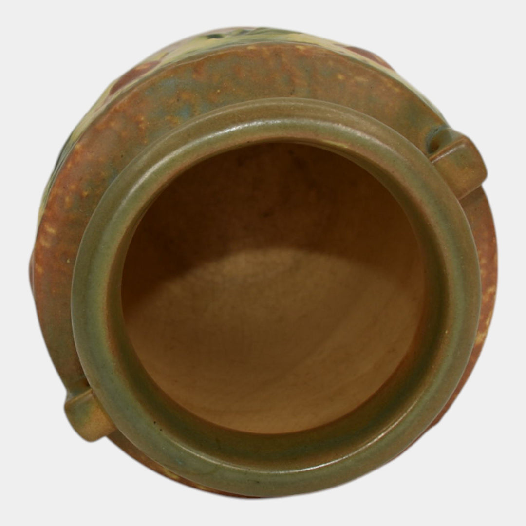 Roseville Dahlrose 1928 Brown Vintage Arts And Crafts Pottery Ceramic Vase 360-6 - Just Art Pottery