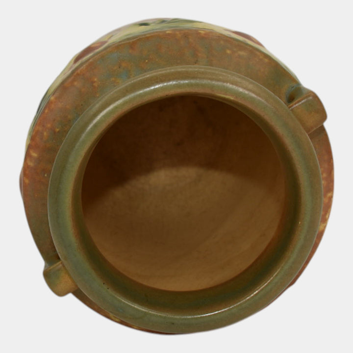 Roseville Dahlrose 1928 Brown Vintage Arts And Crafts Pottery Ceramic Vase 360-6 - Just Art Pottery