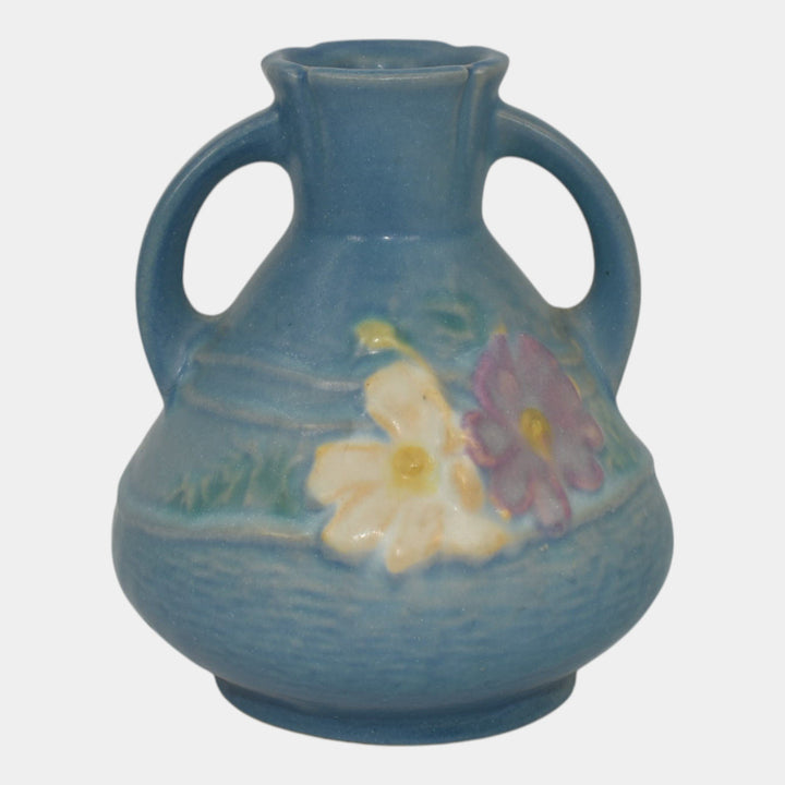 Roseville Cosmos Blue 1939 Vintage Art Deco Pottery Ceramic Vase 944-4