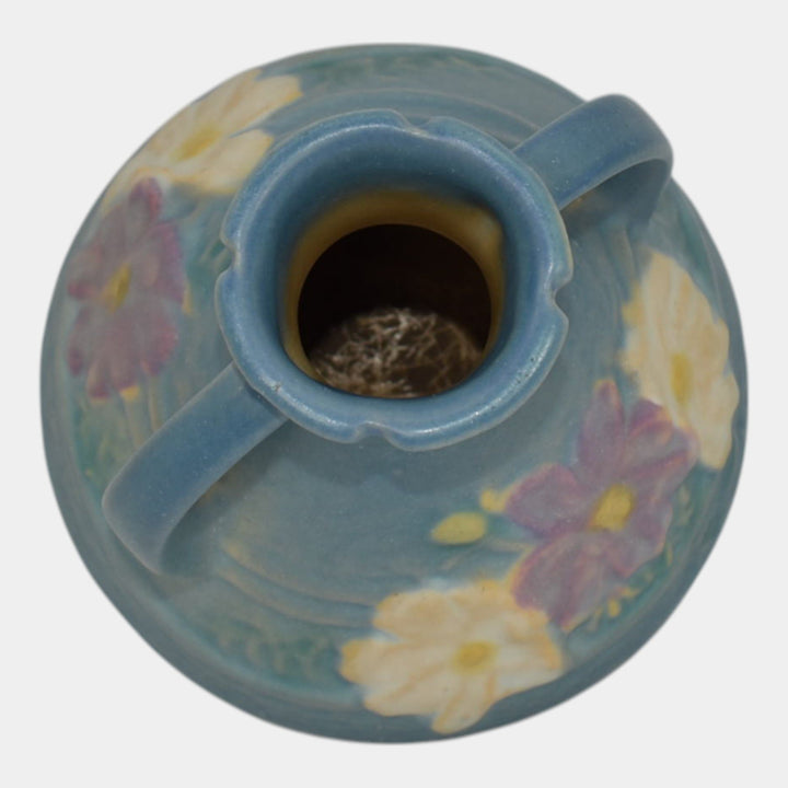 Roseville Cosmos Blue 1939 Vintage Art Deco Pottery Ceramic Vase 944-4