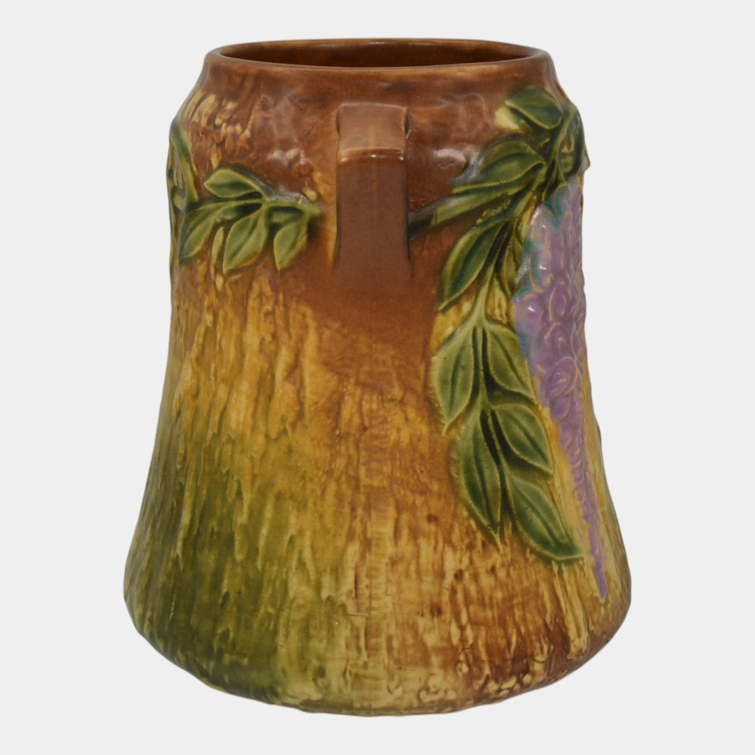Roseville Wisteria Tan 1933 Vintage Arts And Crafts Pottery Ceramic Vase 633-8 - Just Art Pottery