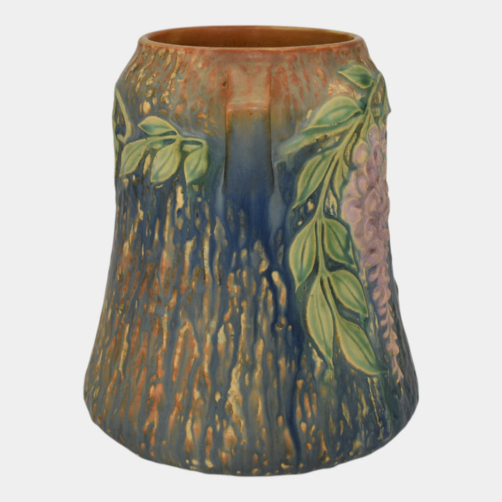 Roseville Wisteria Blue 1933 Vintage Arts And Crafts Pottery Ceramic Vase 633-8 - Just Art Pottery