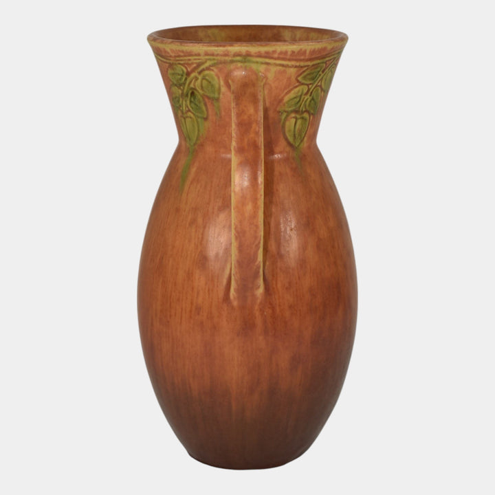 Roseville Windsor Brown 1931 Vintage Art Pottery Ceramic Handled Vase 554-10 - Just Art Pottery