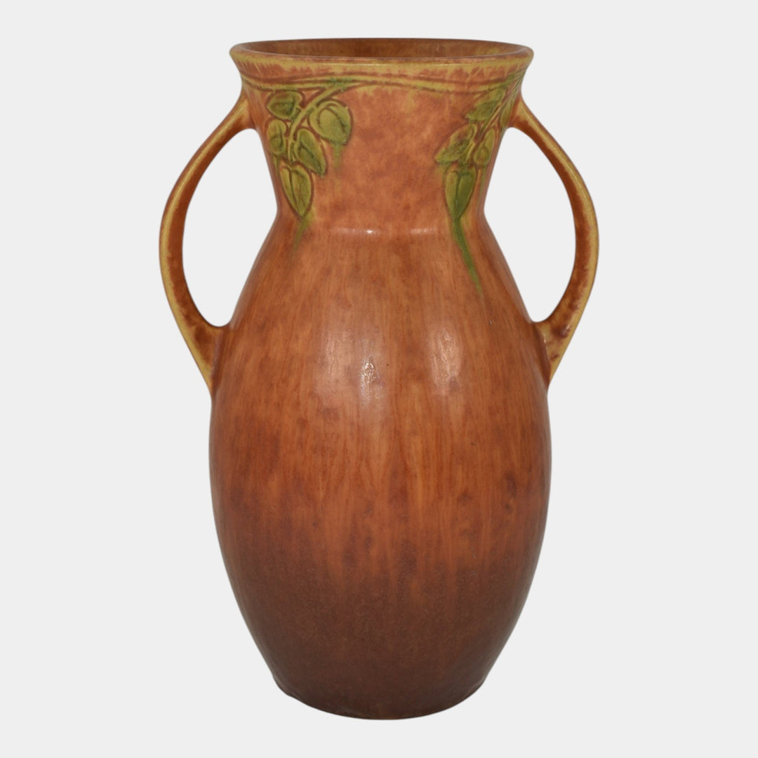 Roseville Windsor Brown 1931 Vintage Art Pottery Ceramic Handled Vase 554-10 - Just Art Pottery