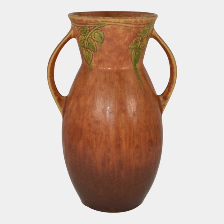 Roseville Windsor Brown 1931 Vintage Art Pottery Ceramic Handled Vase 554-10 - Just Art Pottery