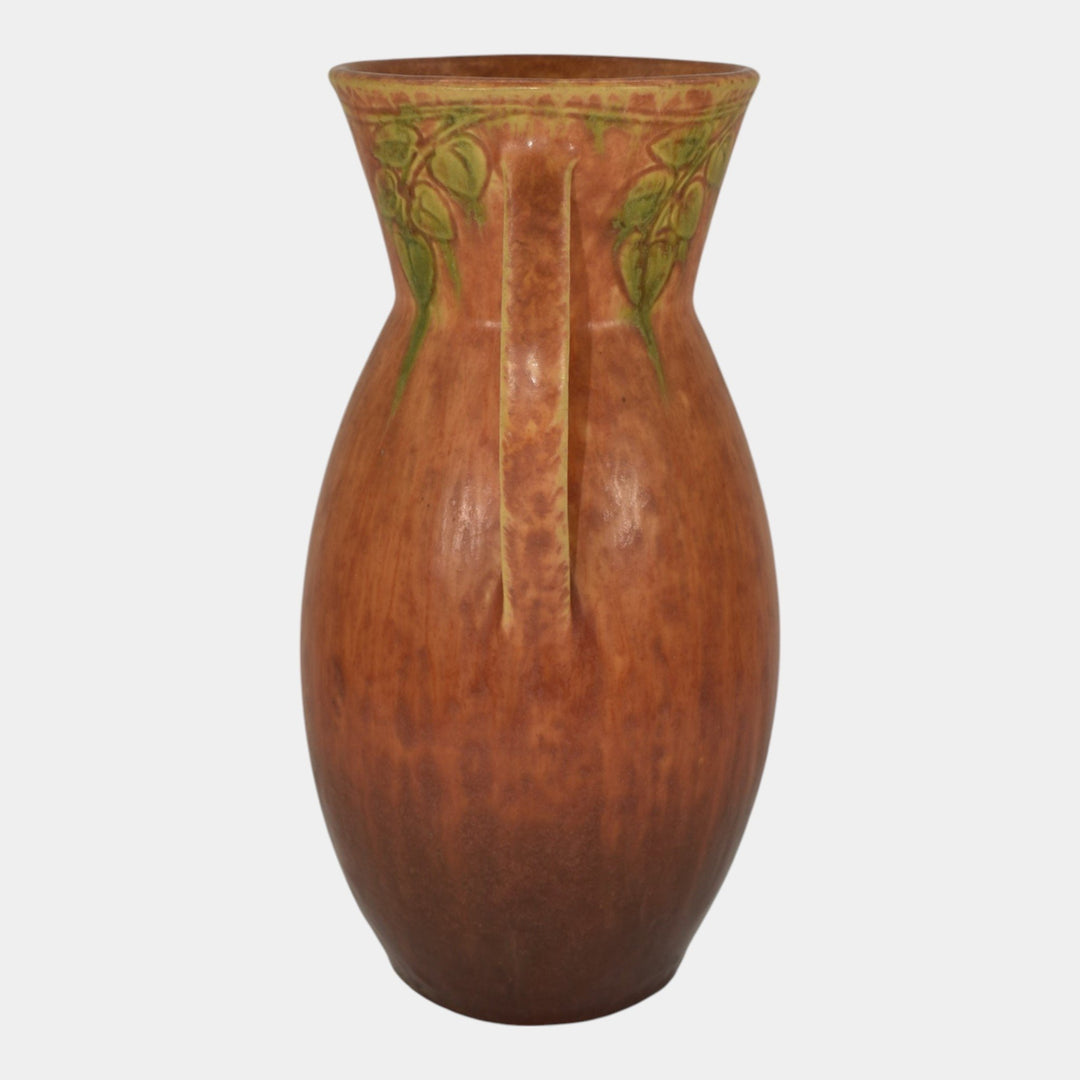 Roseville Windsor Brown 1931 Vintage Art Pottery Ceramic Handled Vase 554-10 - Just Art Pottery