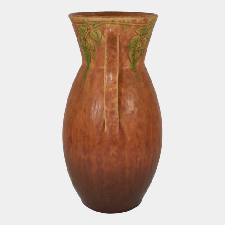 Roseville Windsor Brown 1931 Vintage Art Pottery Ceramic Handled Vase 554-10 - Just Art Pottery