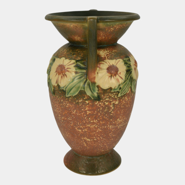 Roseville Dahlrose Brown 1928 Vintage Arts And Crafts Pottery Flower Vase 369-10
