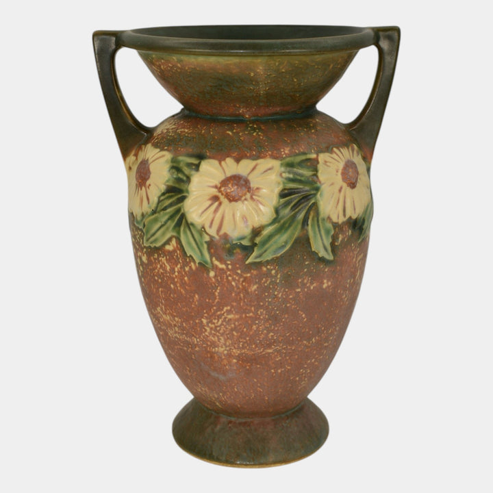 Roseville Dahlrose Brown 1928 Vintage Arts And Crafts Pottery Flower Vase 369-10