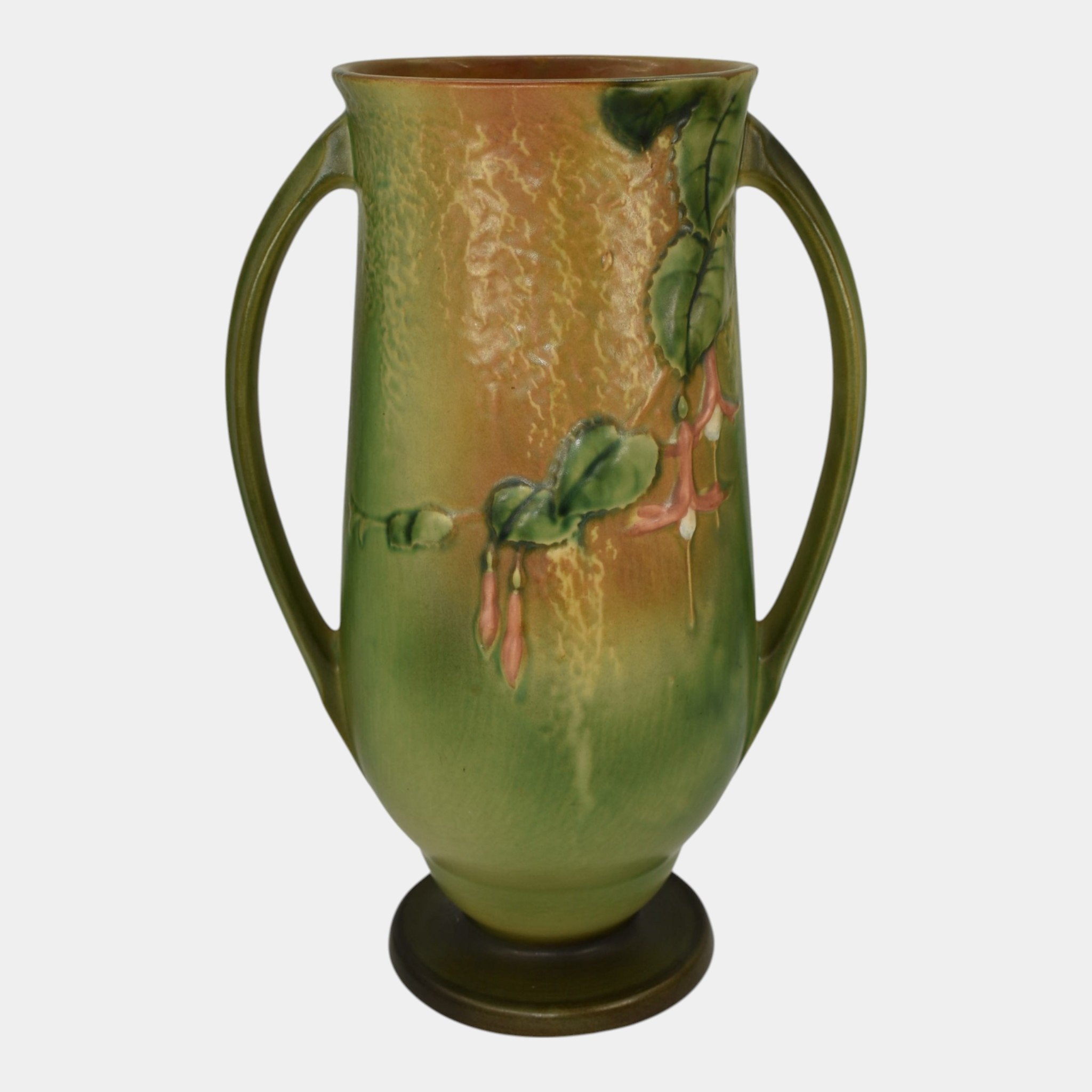Roseville Fuchsia Green 1938 Vintage Art Pottery Tall Ceramic Vase