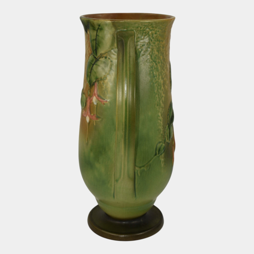 Roseville Fuchsia Green 1938 Vintage Art Pottery Tall Ceramic Vase 903-12 - Just Art Pottery