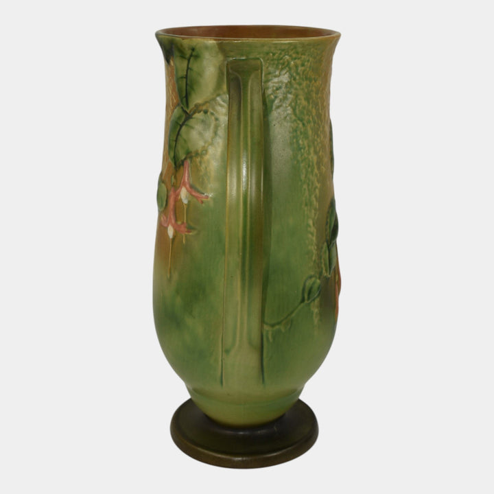 Roseville Fuchsia Green 1938 Vintage Art Pottery Tall Ceramic Vase 903-12 - Just Art Pottery