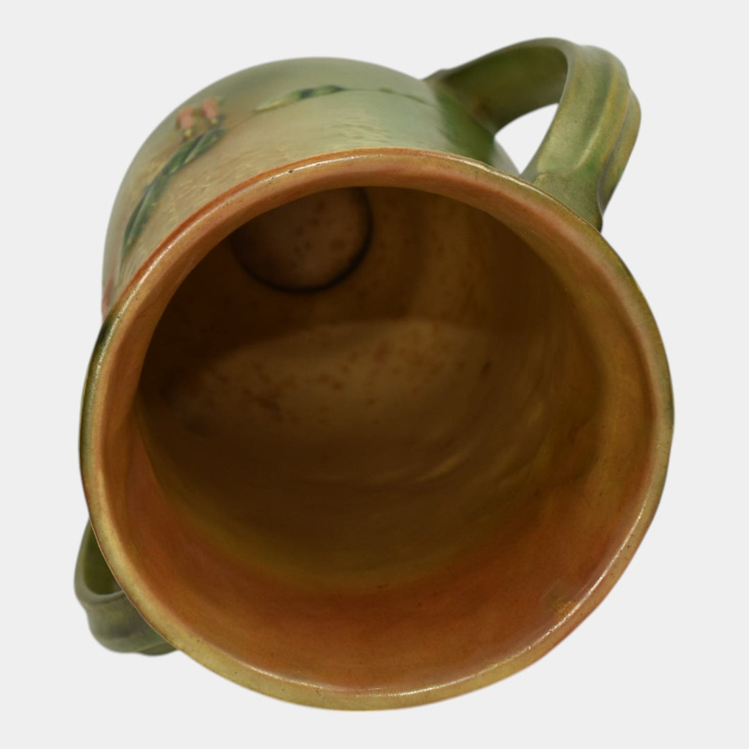 Roseville Fuchsia Green 1938 Vintage Art Pottery Tall Ceramic Vase 903-12 - Just Art Pottery