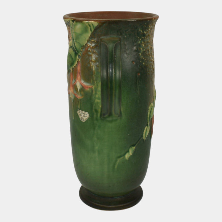 Roseville Fuchsia Green 1938 Vintage Art Pottery Ceramic Vase 900-9
