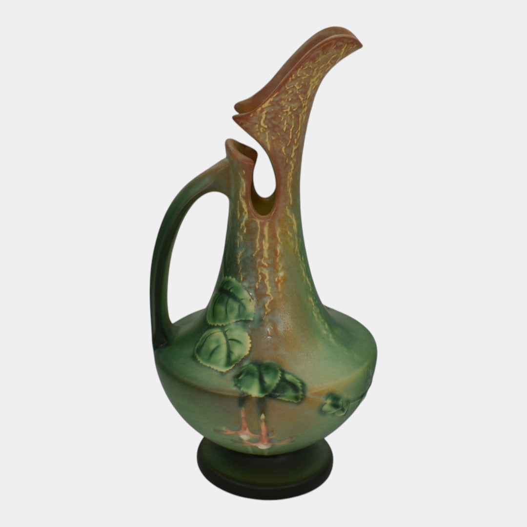 Roseville Fuchsia Green 1938 Vintage Art Pottery Ceramic Pitcher Ewer 902-10 - Just Art Pottery