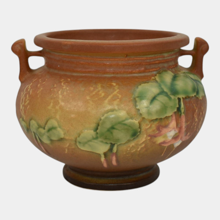 Roseville Fuchsia Brown 1938 Vintage Pottery Ceramic Jardiniere Planter 645-3 - Just Art Pottery