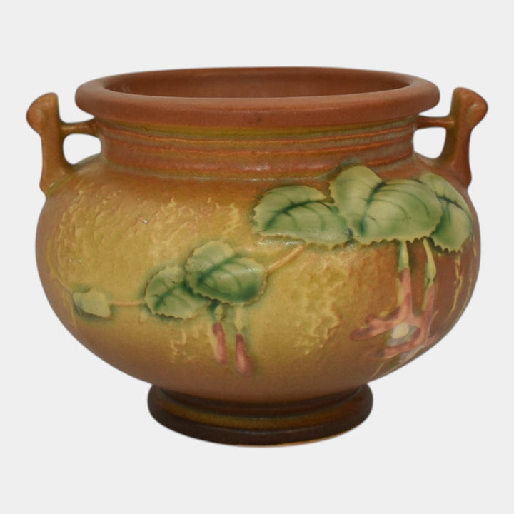 Roseville Fuchsia Brown 1938 Vintage Pottery Ceramic Jardiniere Planter 645-3 - Just Art Pottery