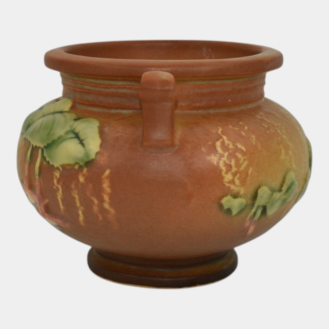 Roseville Fuchsia Brown 1938 Vintage Pottery Ceramic Jardiniere Planter 645-3 - Just Art Pottery