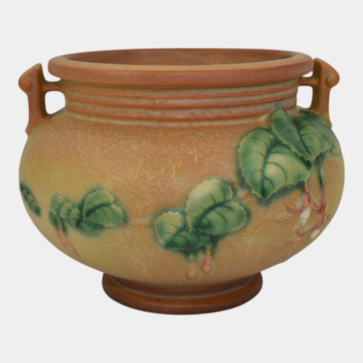 Roseville Fuchsia Brown 1938 Vintage Pottery Ceramic Jardiniere Planter 645-4 - Just Art Pottery