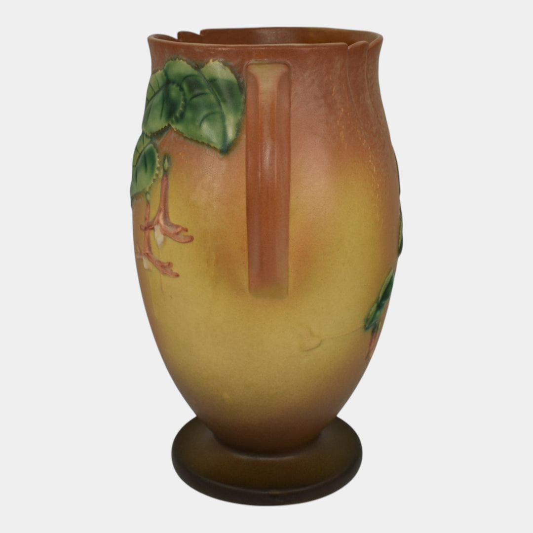 Roseville Fuchsia Brown 1938 Vintage Art Pottery Ceramic Flower Vase 901-10 - Just Art Pottery