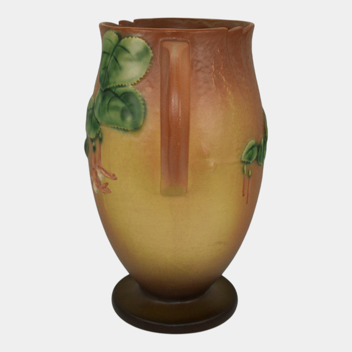 Roseville Fuchsia Brown 1938 Vintage Art Pottery Ceramic Flower Vase 901-10 - Just Art Pottery