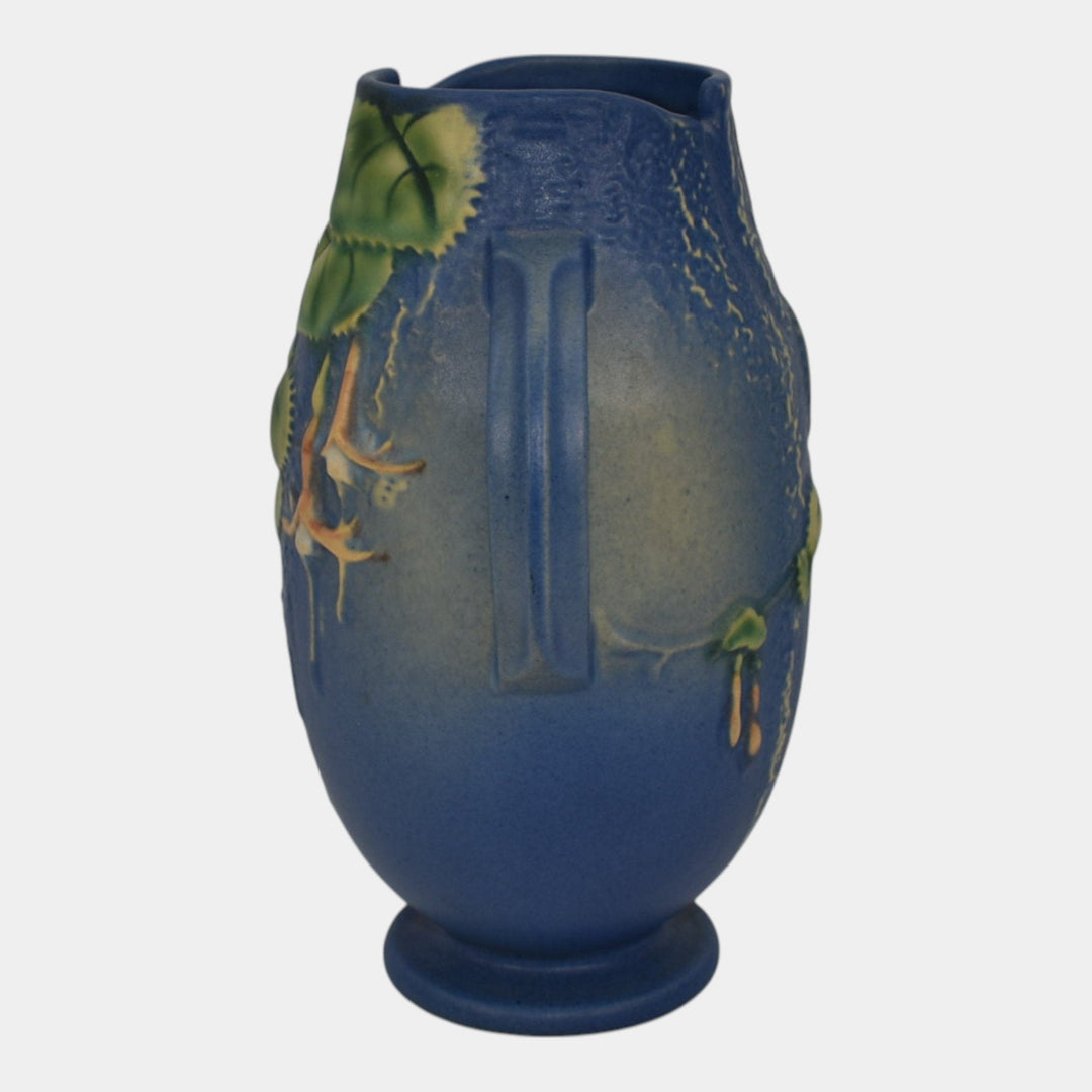 Roseville Fuchsia Blue 1938 Vintage Art Pottery Handled Ceramic Vase 894-7 - Just Art Pottery