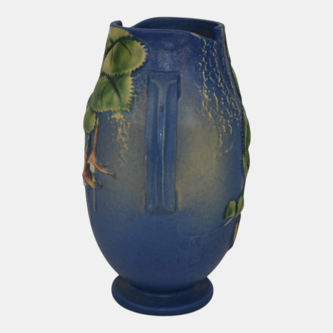 Roseville Fuchsia Blue 1938 Vintage Art Pottery Handled Ceramic Vase 894-7 - Just Art Pottery
