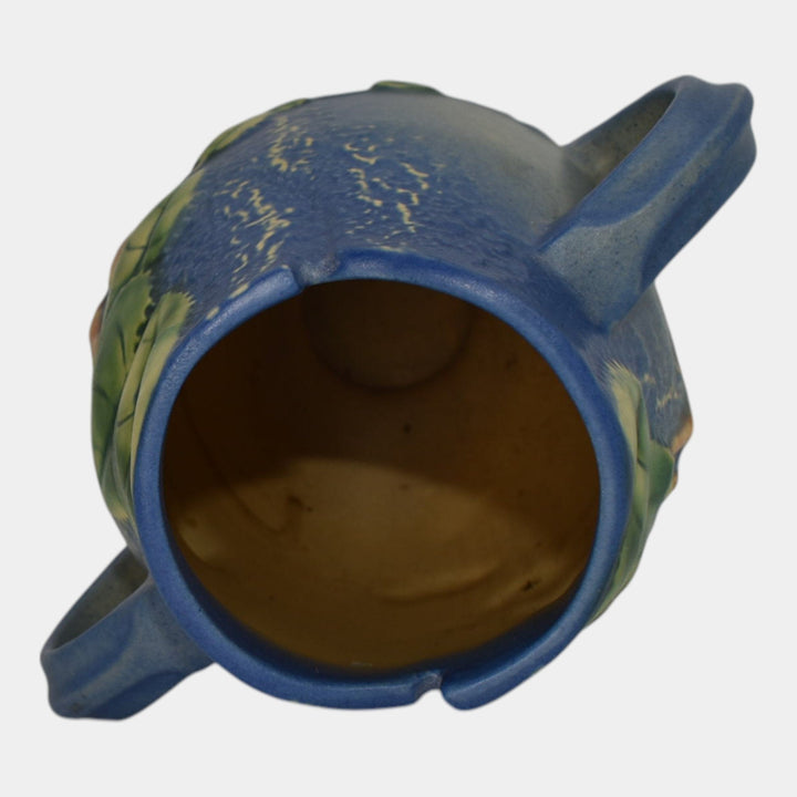 Roseville Fuchsia Blue 1938 Vintage Art Pottery Handled Ceramic Vase 894-7 - Just Art Pottery