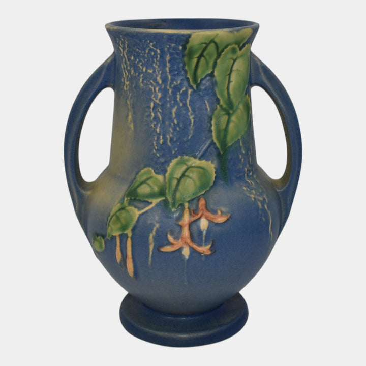 Roseville Fuchsia Blue 1938 Vintage Art Pottery Ceramic Flower Vase 898-8 - Just Art Pottery