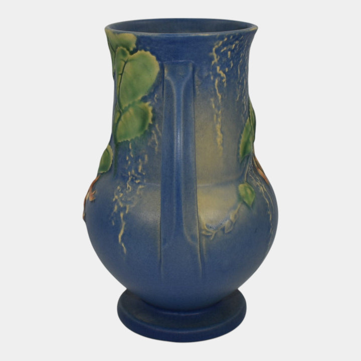 Roseville Fuchsia Blue 1938 Vintage Art Pottery Ceramic Flower Vase 898-8 - Just Art Pottery