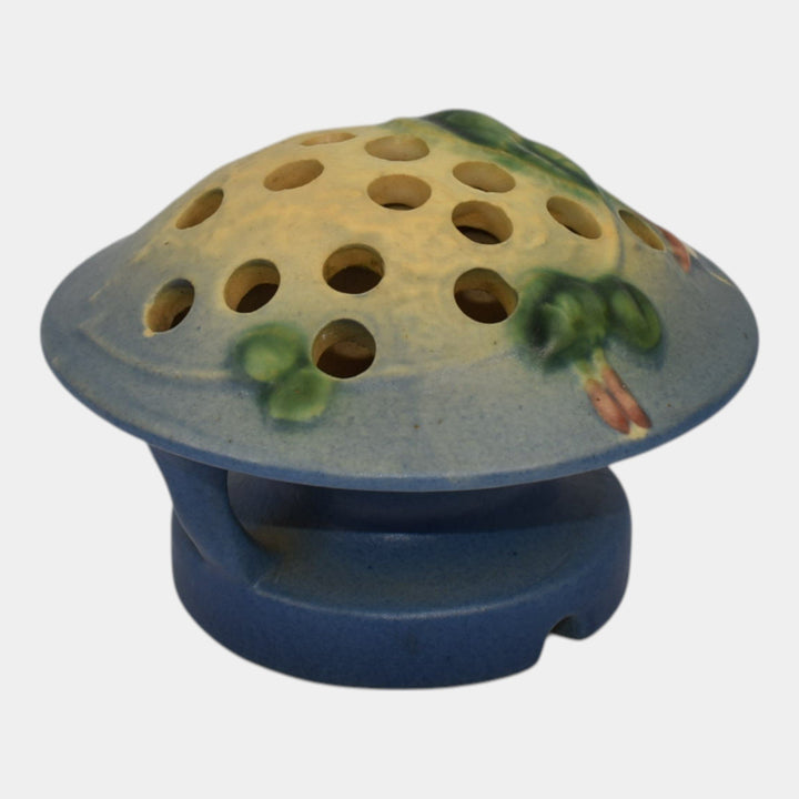 Roseville Fuchsia Blue 1938 Vintage Art Pottery Ceramic Flower Frog 37