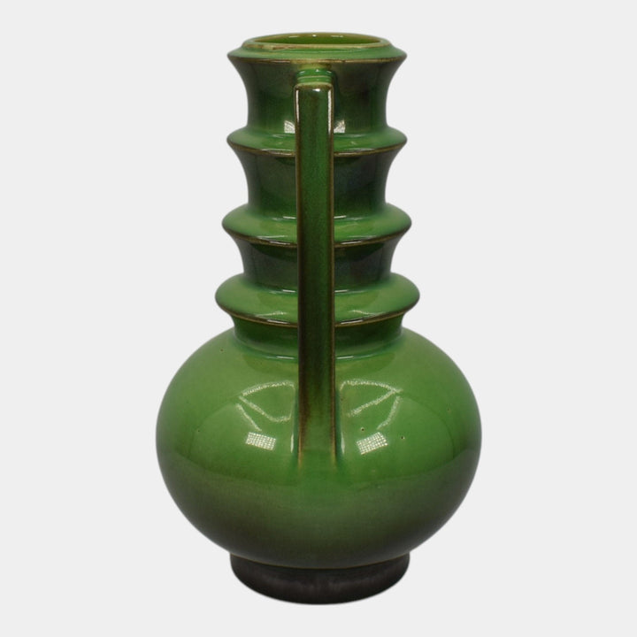 Roseville Futura 1928 Vintage Art Deco Pottery Emerald Green Ceramic Vase 389-8