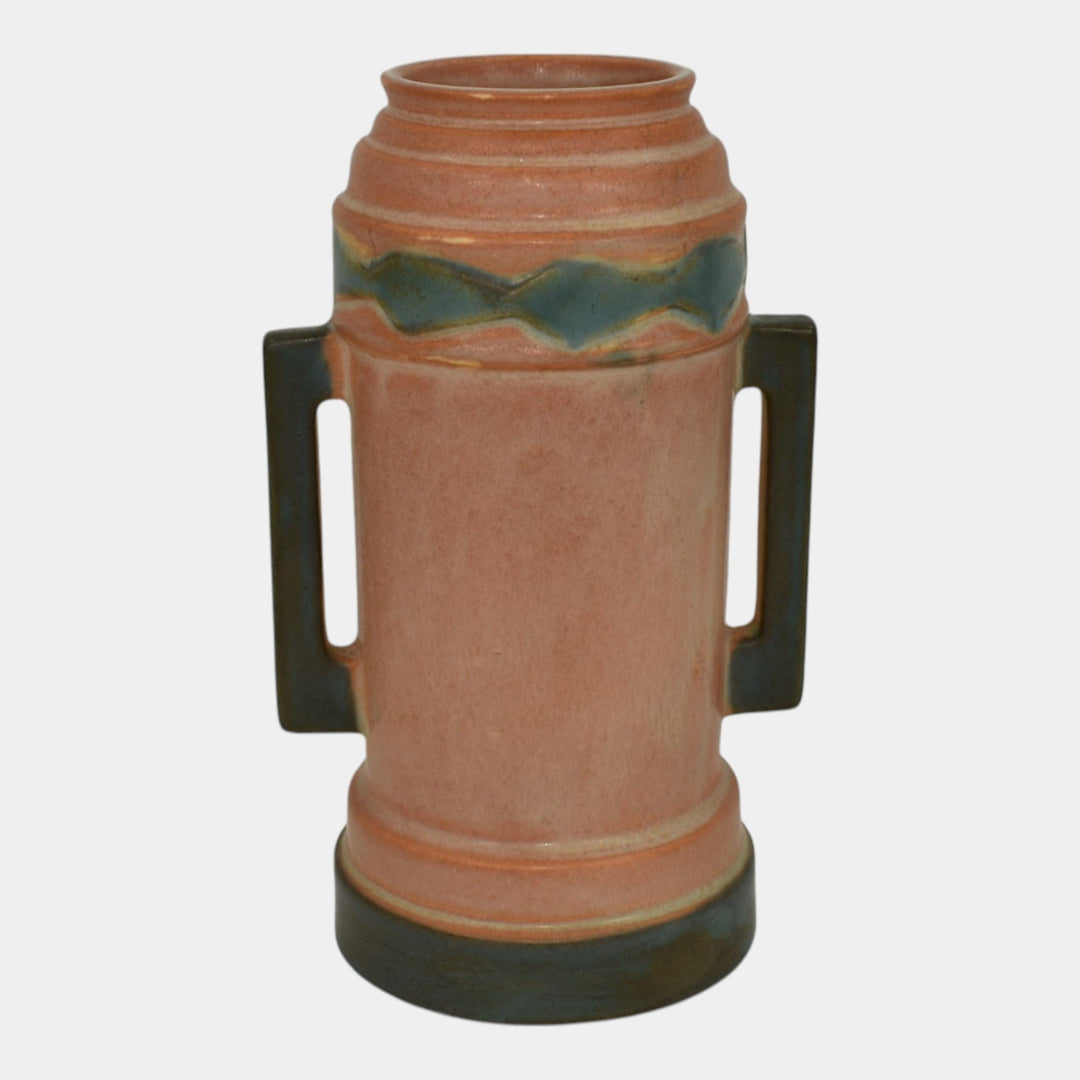 Roseville Futura Tan 1928 Vintage Art Deco Pottery Ceramic Beer Mug Vase 381-6 - Just Art Pottery