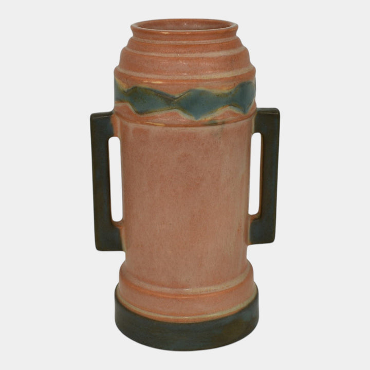Roseville Futura Tan 1928 Vintage Art Deco Pottery Ceramic Beer Mug Vase 381-6 - Just Art Pottery