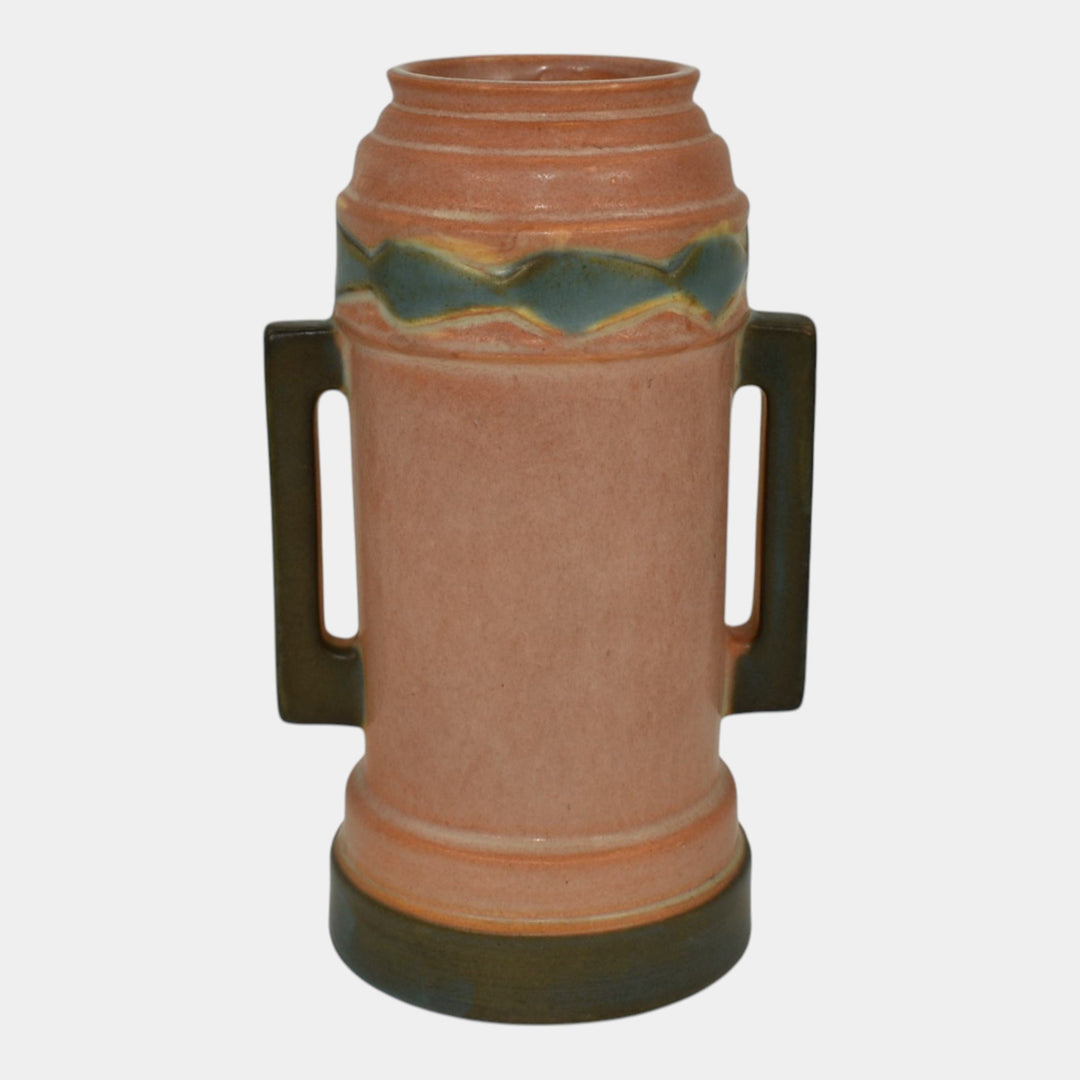 Roseville Futura Tan 1928 Vintage Art Deco Pottery Ceramic Beer Mug Vase 381-6 - Just Art Pottery