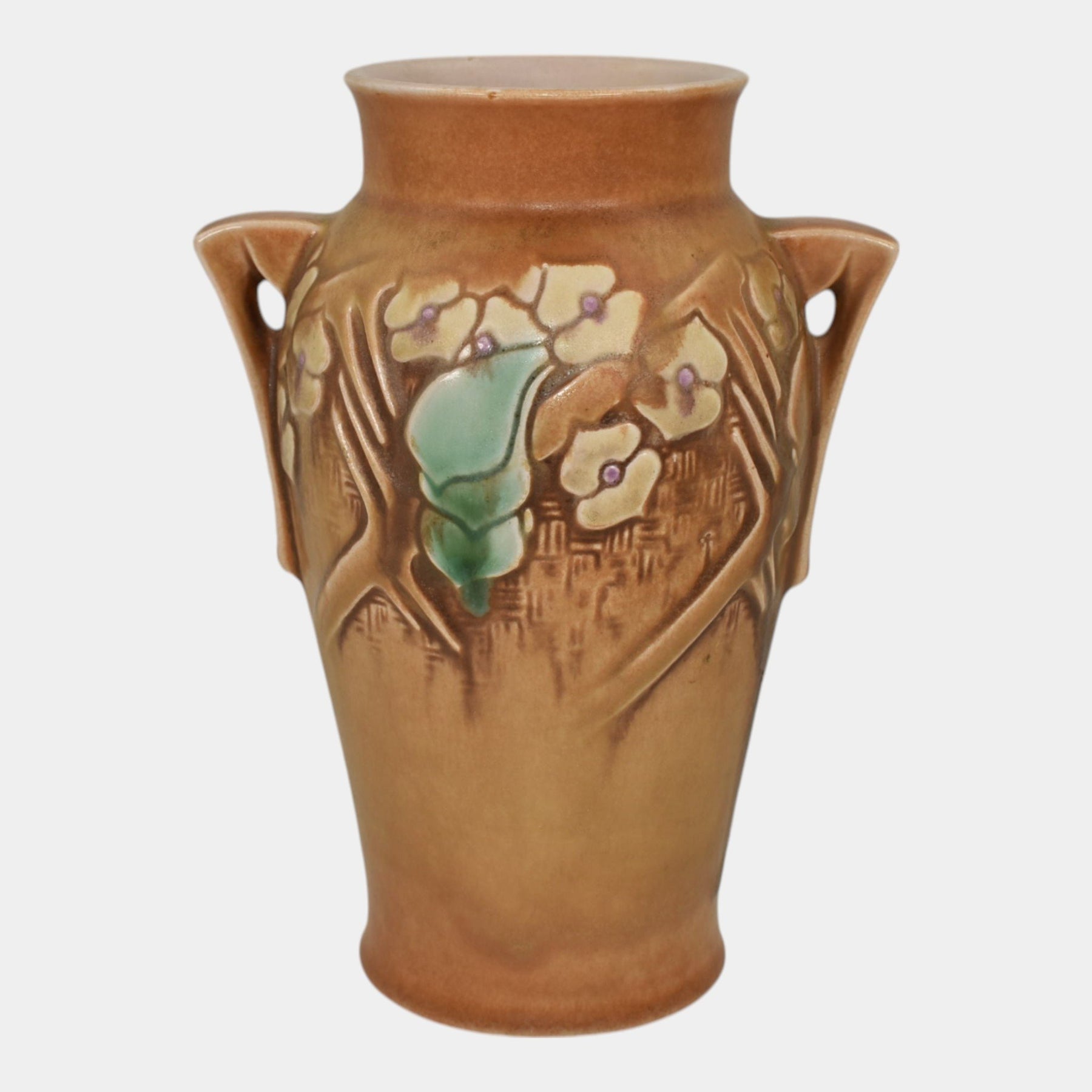 Roseville Clemana Brown 1936 Vintage Art Deco Pottery Ceramic Vase
