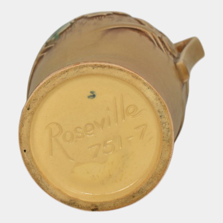 Roseville Clemana Brown 1936 Vintage Art Deco Pottery Ceramic Vase 751-7 - Just Art Pottery