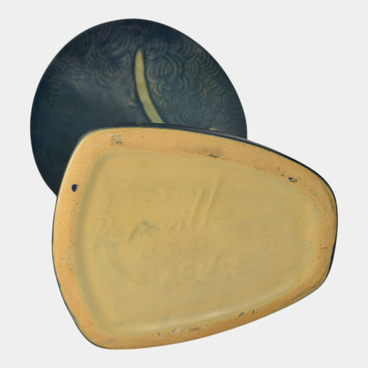 Roseville Zephyr Lily Blue 1946 Mid Century Modern Pottery Cornucopia Vase 204-8 - Just Art Pottery