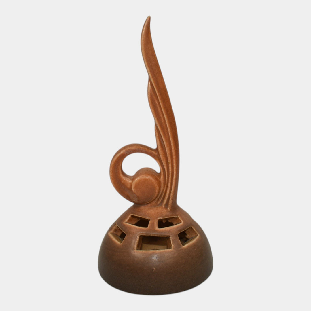 Roseville Rozane Patterns Brown 1941 Vintage Art Pottery Ceramic Flower Frog 44 - Just Art Pottery