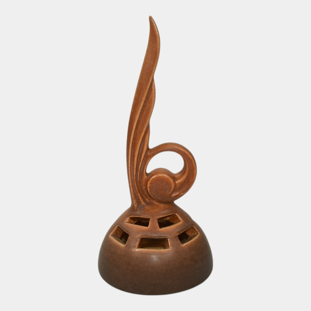 Roseville Rozane Patterns Brown 1941 Vintage Art Pottery Ceramic Flower Frog 44 - Just Art Pottery