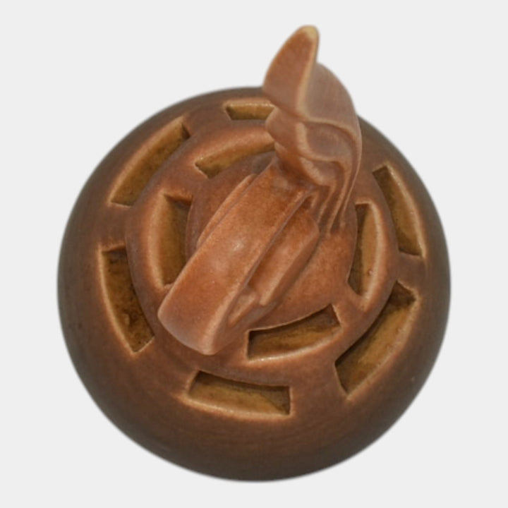 Roseville Rozane Patterns Brown 1941 Vintage Art Pottery Ceramic Flower Frog 44 - Just Art Pottery
